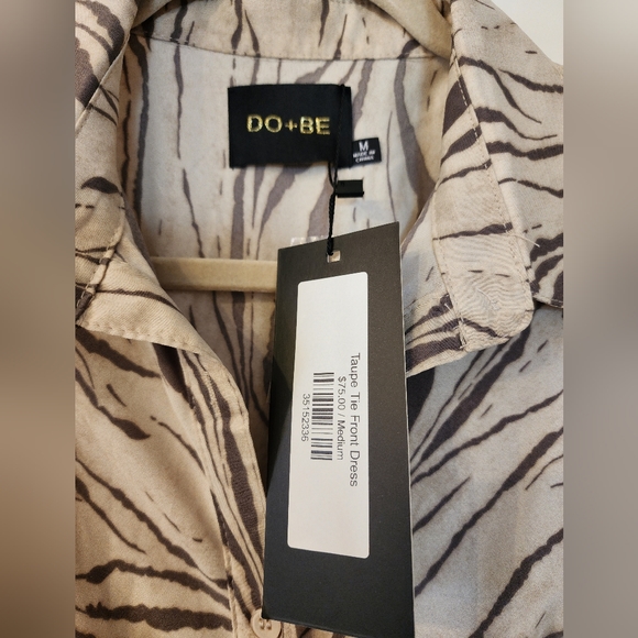 Do-Be Taupe Animal Print Tie front dress - Picture 3 of 4